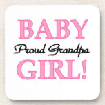 Trotse Opa Baby Meisje Gifts Bier Onderzetter<br><div class="desc">Trots opa van een baby meisje mokken,  aandenken dozen,  tegels,  notitieboeken,  ornamenten,  magneten,  en andere trotse opa kleding en geschenken met een zwart en roze tekst ontwerp.</div>