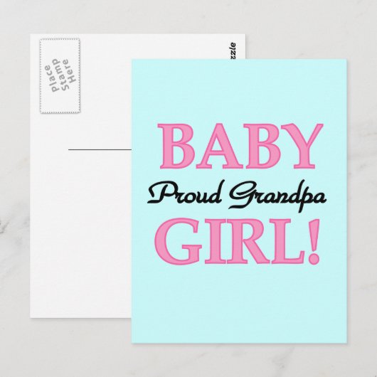 Trotse opa baby meisje T-shirts en geschenken Briefkaart (Voorkant / Achterkant)