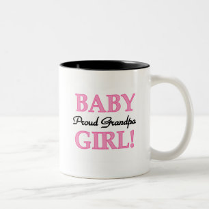 Trotse opa baby meisje T-shirts en geschenken Tweekleurige Koffiemok