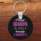 Trotse Opa Fibromyalgie Warrior Awareness Ribbo Sleutelhanger (Voorkant)