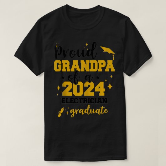 Trotse opa van 2024 elektricien Afstuderen senior T-shirt (Design voorkant)