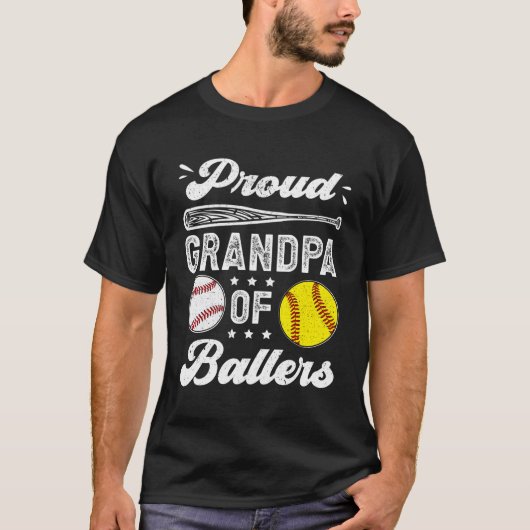 Trotse opa van ballers honkbal softbal opa t-shirt (Voorkant)