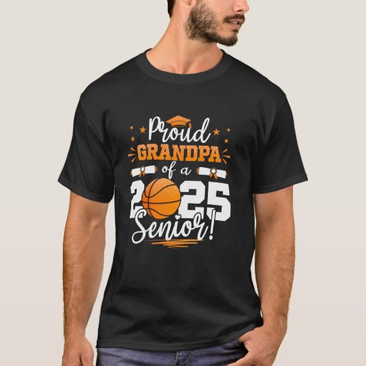 Trotse opa van een 2025 senior Afstuderen basketba T-shirt (Voorkant)