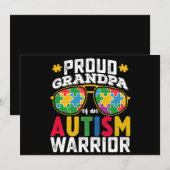 Trotse opa van een autisme krijger familie kaart (Voorkant / Achterkant)