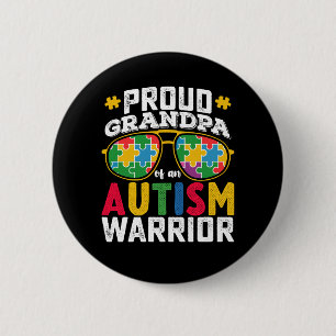Trotse opa van een autisme strijdersfamilie ronde button 5,7 cm