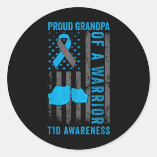 Trotse opa van een T1D Warrior Type 1 diabetes Ronde Sticker