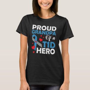 Trotse opa van een Type 1 Diabetes Hero Warrior Su T-shirt