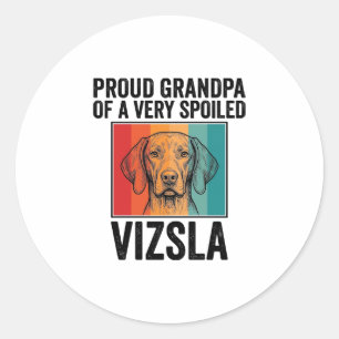Trotse Opa Vizsla Vintage Hondenliefhebber Design_ Ronde Sticker