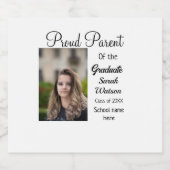 Trotse ouder afstuderen Voeg foto toe Naam Klasse  Sparkling Wijnetiket (Enkel label)