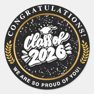 Trotse Ouder Felicitaties Kind Afstuderen 2026 Ronde Sticker