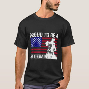 Trotse Ouder Pittie Hond Papa Amerikaanse Vlag Pit T-shirt
