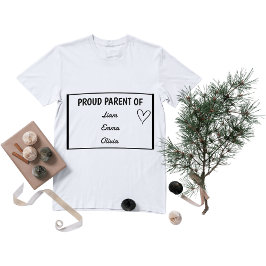 Trotse ouder van met aangepaste Kinder namen T-shi T-shirt