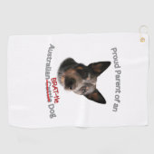 Trotse ouders van Australische Brattle Dog Strike Golfhanddoek (Horizontaal)