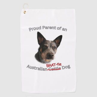 Trotse ouders van Australische Brattle Dog Strike Golfhanddoek
