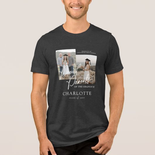 Trotse ouders van een Afstuderen Script Photo Keep Tri-Blend Shirt (Voorkant)