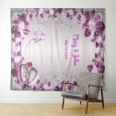 Trotse Paarse Bloemige Chic Trouw Achtergrond Wandkleed (In Situ (horizontaal))