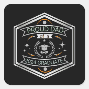 Trotse Pap van 2024 Afstuderen Vaderdag Afstuderen Vierkante Sticker
