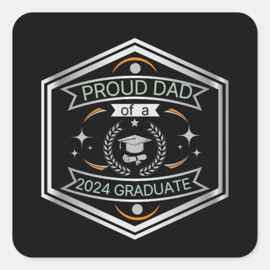 Trotse Pap van 2024 Afstuderen Vaderdag Afstuderen Vierkante Sticker (Voorkant)