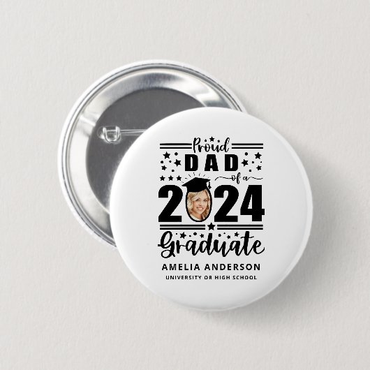 Trotse Pap van een 2024 Afstuderen Ronde Button 5,7 Cm (Voorkant /achterkant)