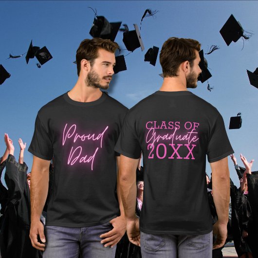 Trotse papa afgestudeerd neonroze t-shirt