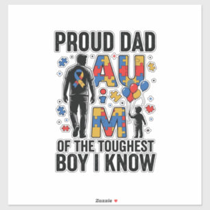 Trotse papa autisme moeilijkste jongen vintage vec sticker