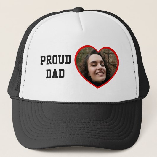 Trotse papa Custom Foto Tekst Hart Gepersonaliseer Trucker Pet (Voorkant)