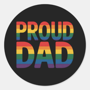 Trotse papa Familie LGBTQ Gay Pride Ally Rainbow Ronde Sticker