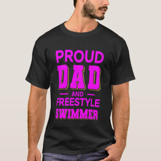Trotse papa freestyle zwemmer ontwerp roze full t-shirt