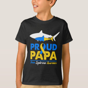 Trotse Papa Haai Down Syndroom Bewustzijnsdag Lint T-shirt