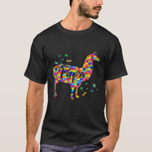Trotse Papa Lama Autisme Bewustzijn Gelukkige Vade T-shirt