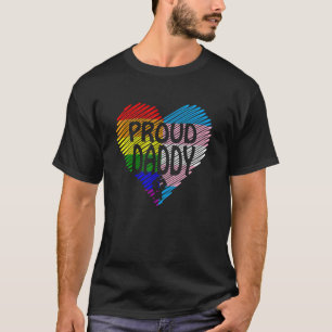 Trotse papa LGBT met regenboog en transgender vlag T-shirt