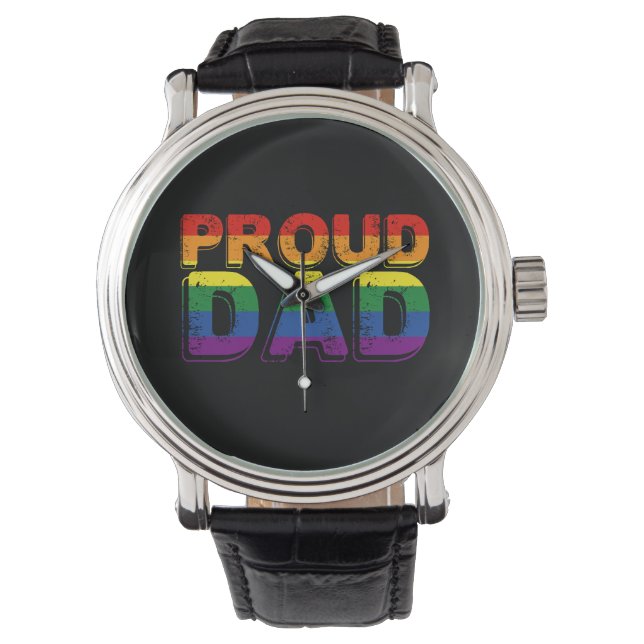 Trotse papa LGBT Ouder Gay Pride Papa Horloge (Voorkant)