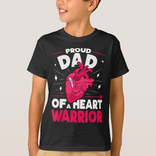Trotse papa van een hartkrijger Hartgezondheidsbew T-shirt (Voorkant)