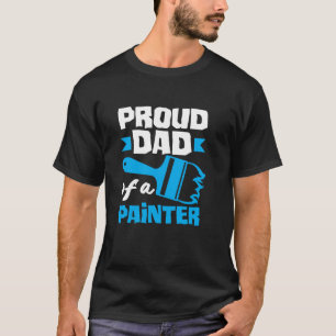 Trotse papa van een schilder penseel blauw kunst t-shirt