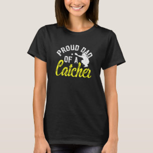 Trotse papa van een softbalcatcher Vader Softbal V T-shirt