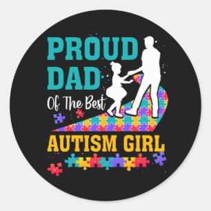 Trotse papa van het beste autisme meisje ik autism ronde sticker