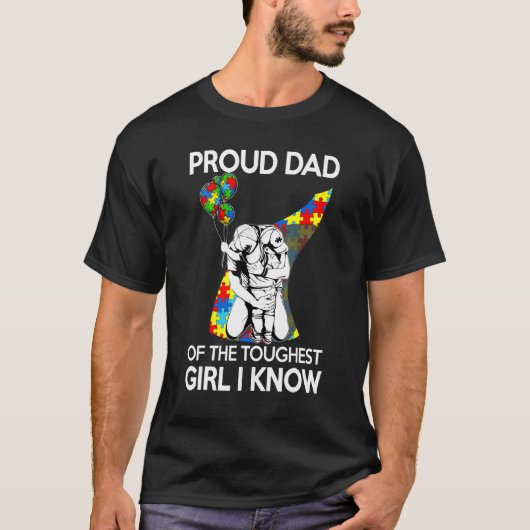 Trotse papa van het taaiste meisje dat ik ken, bew t-shirt (Voorkant)