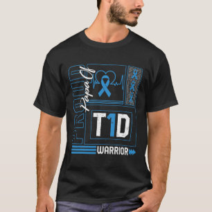 Trotse papa van T1D Warrior Ribbon Diabetes Awaren T-shirt