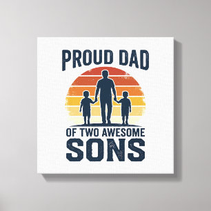 Trotse papa van twee geweldige zonen vintage shirt canvas afdruk