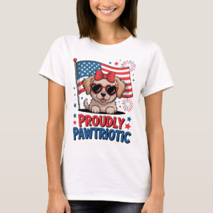 Trotse Patriotische Hond 4 juli Patriotische Puppy T-shirt