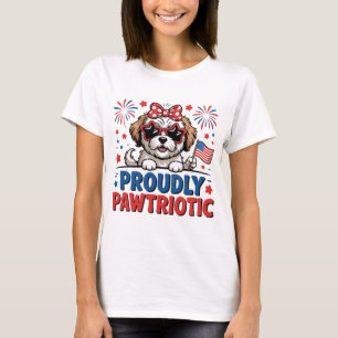 Trotse Patriotische Hond Rood Wit Blauw Schattig T-shirt