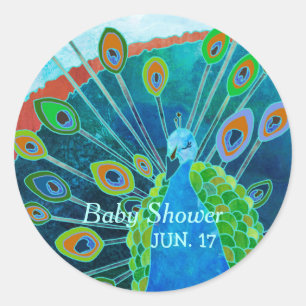 Trotse Pauw Blauw Baby shower gunst Ronde Sticker