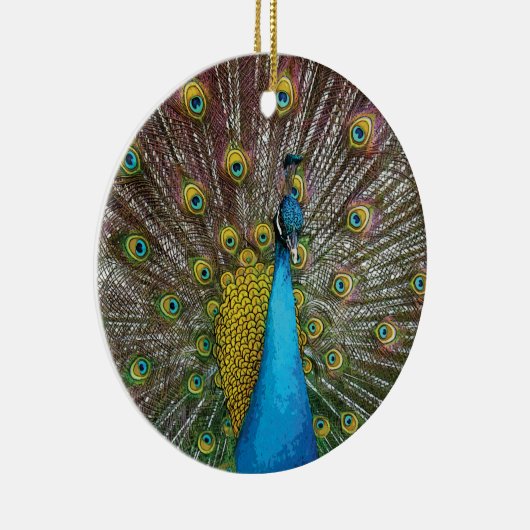 Trotse pauw kerstversiering keramisch ornament (Rechts)