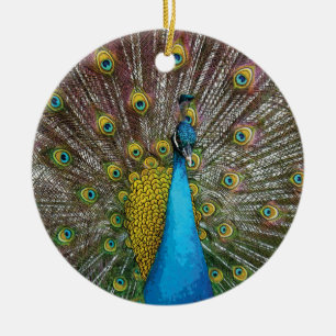 Trotse pauw kerstversiering keramisch ornament