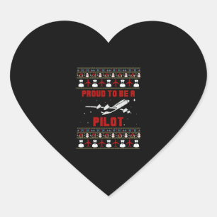 Trotse piloot Kerstmis met vliegtuig en sneeuw Hart Sticker