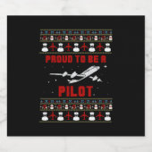 Trotse piloot Kerstmis met vliegtuig en sneeuw Sparkling Wijnetiket (Enkel label)