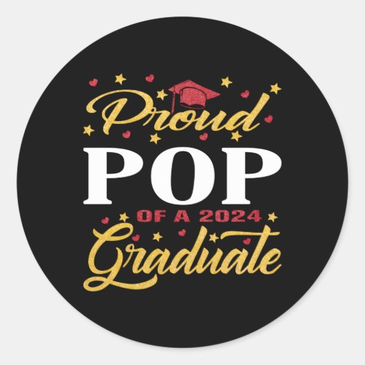 Trotse Pop klasse van 2024 Afstuderen senior 24 af Ronde Sticker (Voorkant)