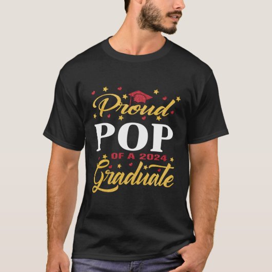 Trotse Pop klasse van 2024 Afstuderen senior 24 af T-shirt (Voorkant)