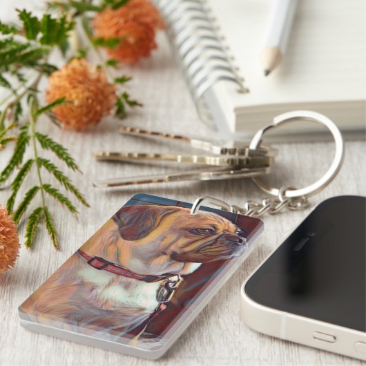 Trotse Puggle Grootouder Sleutelhanger (Voorkant Rechts)