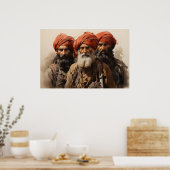 Trotse Punjabi Sikh krijgers waterverf schilderij Poster (Keuken)